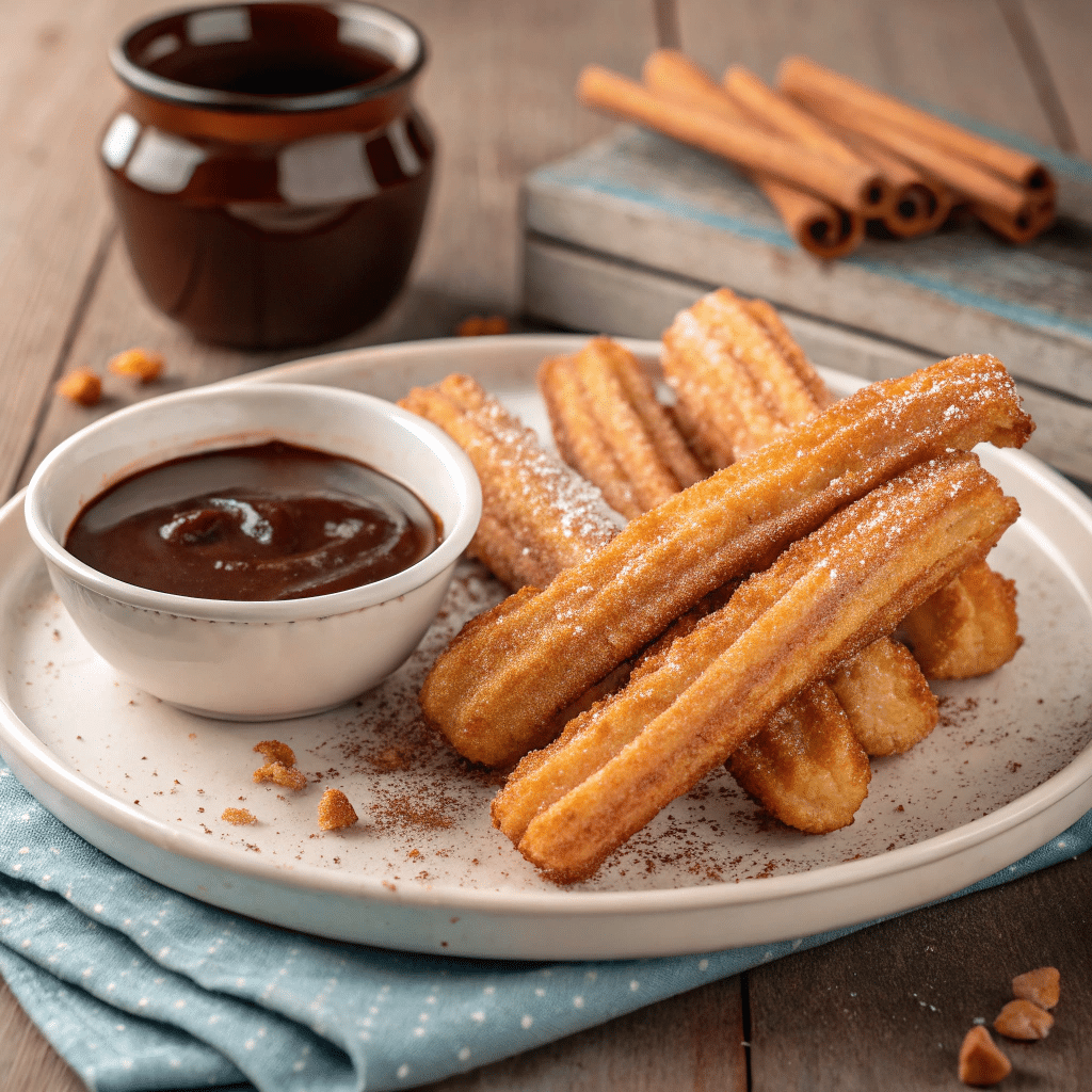Crispy Homemade Churros with Chocolate Dipping Sauce