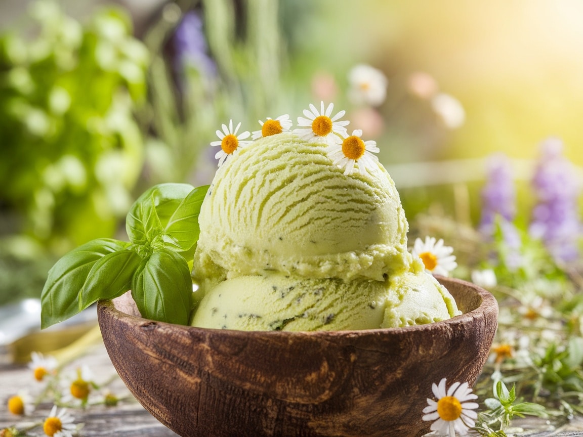 Savory Basil and Chamomile Ice Cream Recipe