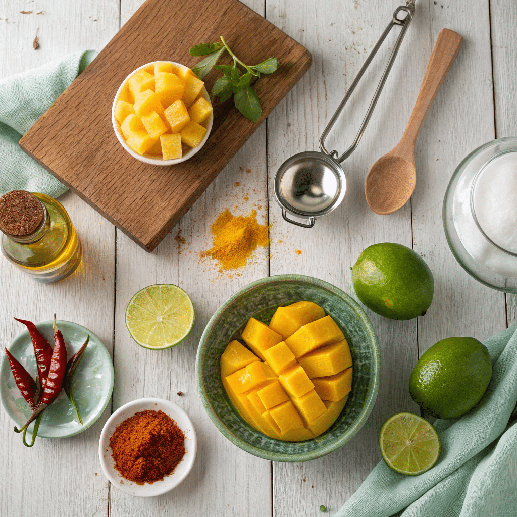 ingredients for chili mango sorbet