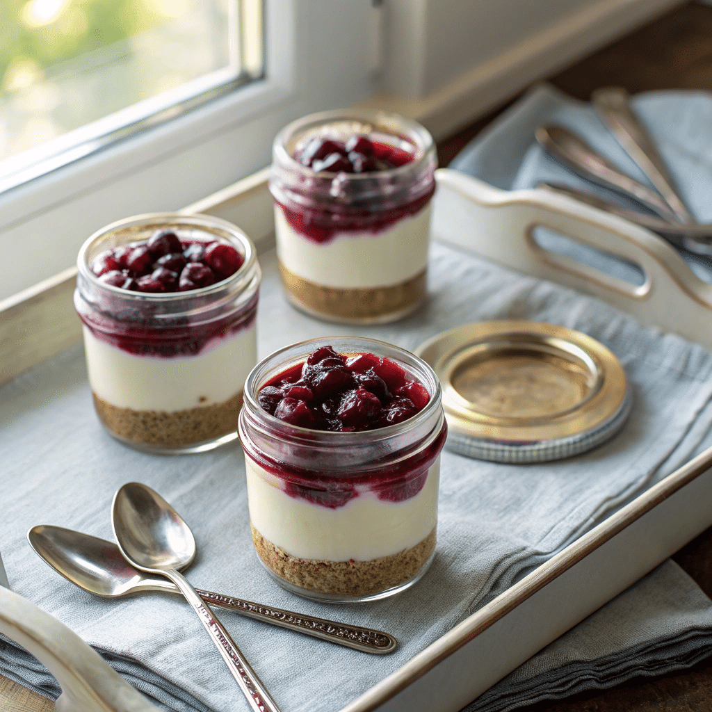 cheesecake in small glass jars