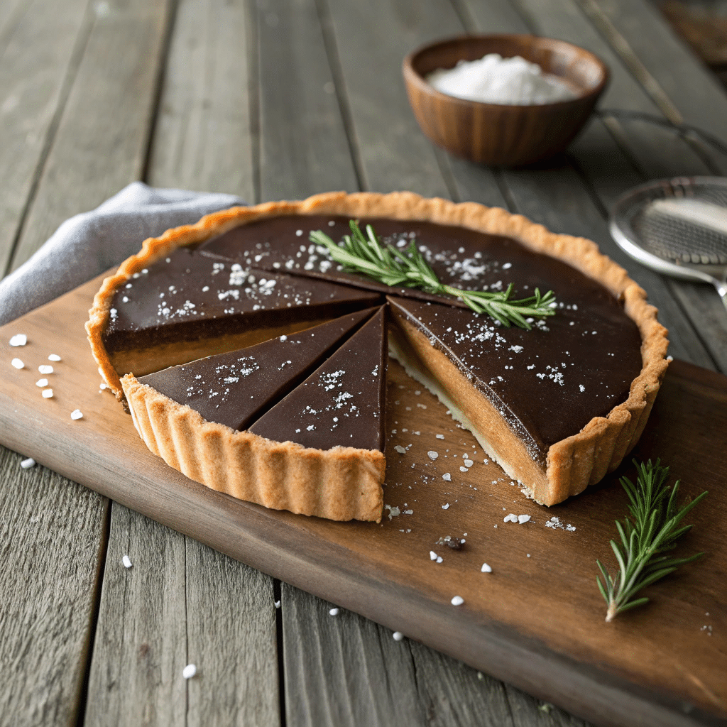 salted rosemary chocolate tart