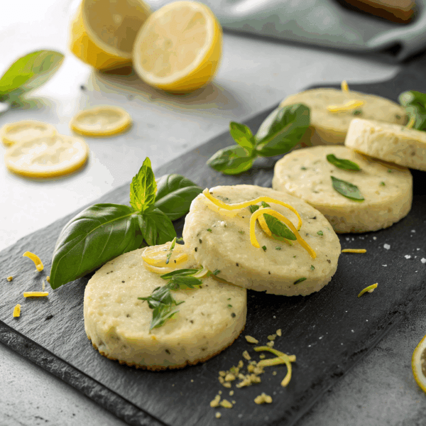freshly baked lemon thyme shortbread cookies
