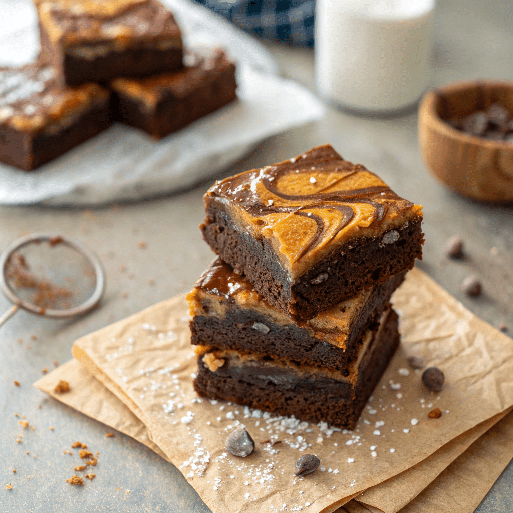 freshly baked miso caramel brownie