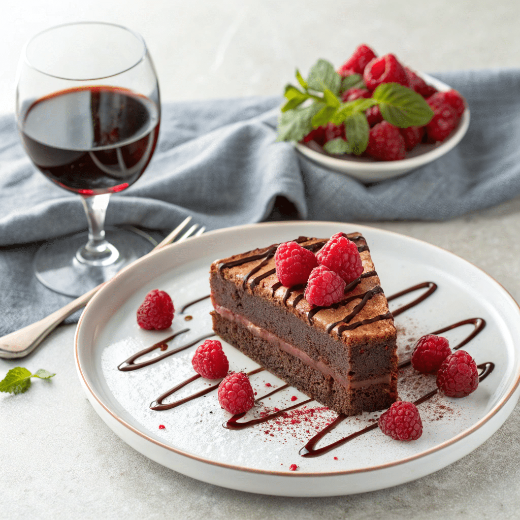 slice of port wine fudge cake
