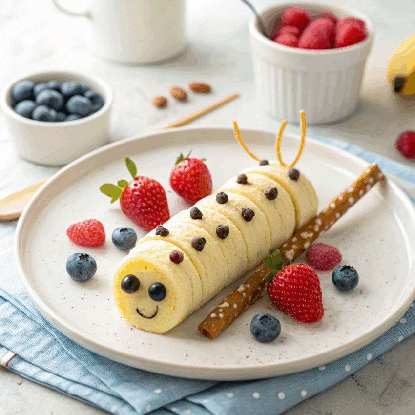 shot of a playful banana caterpillar snack