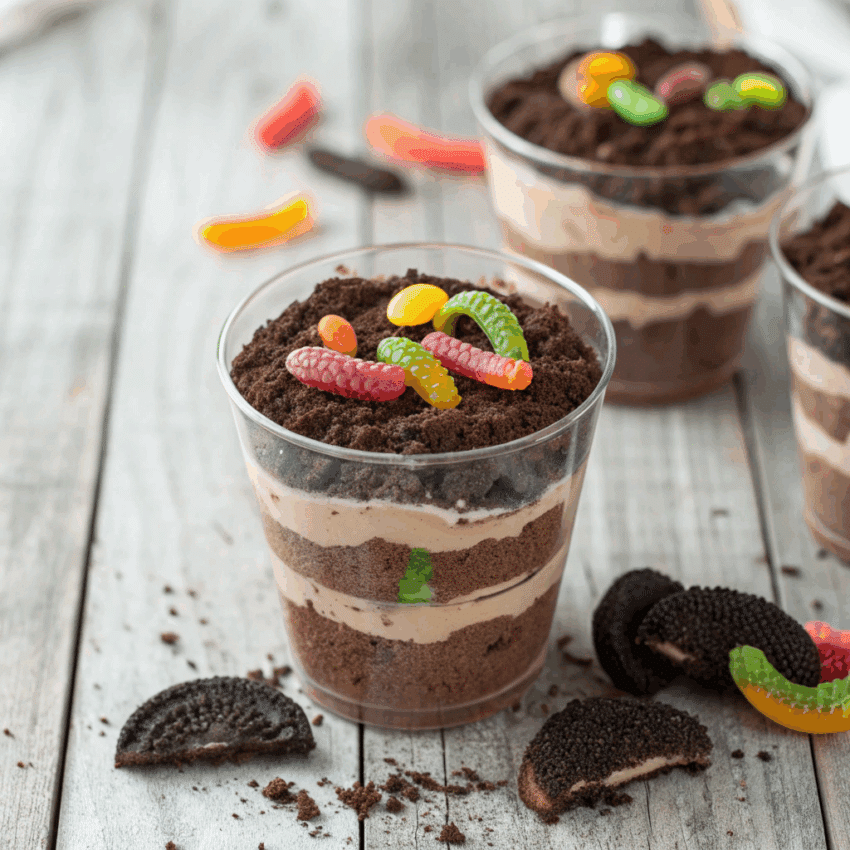 dirt cups with gummy worms