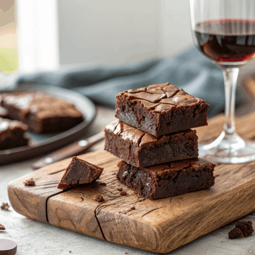 udgy red wine brownies