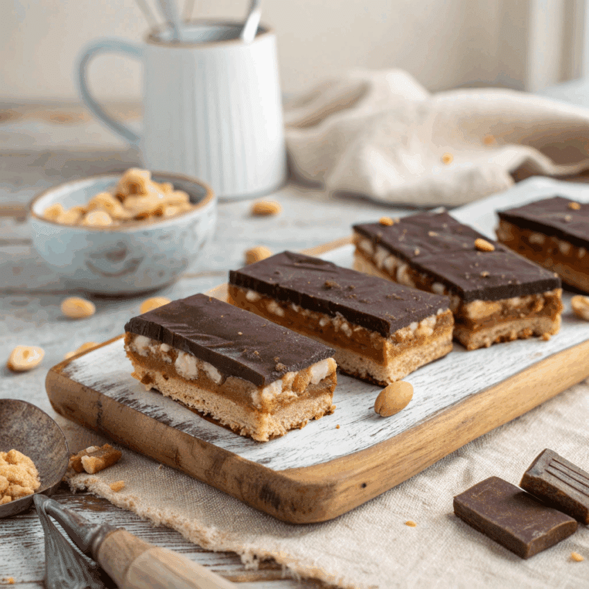 no bake Snickers bars sliced