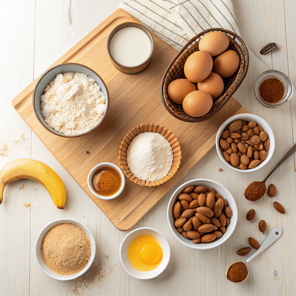 raw ingredients for almond protein muffins