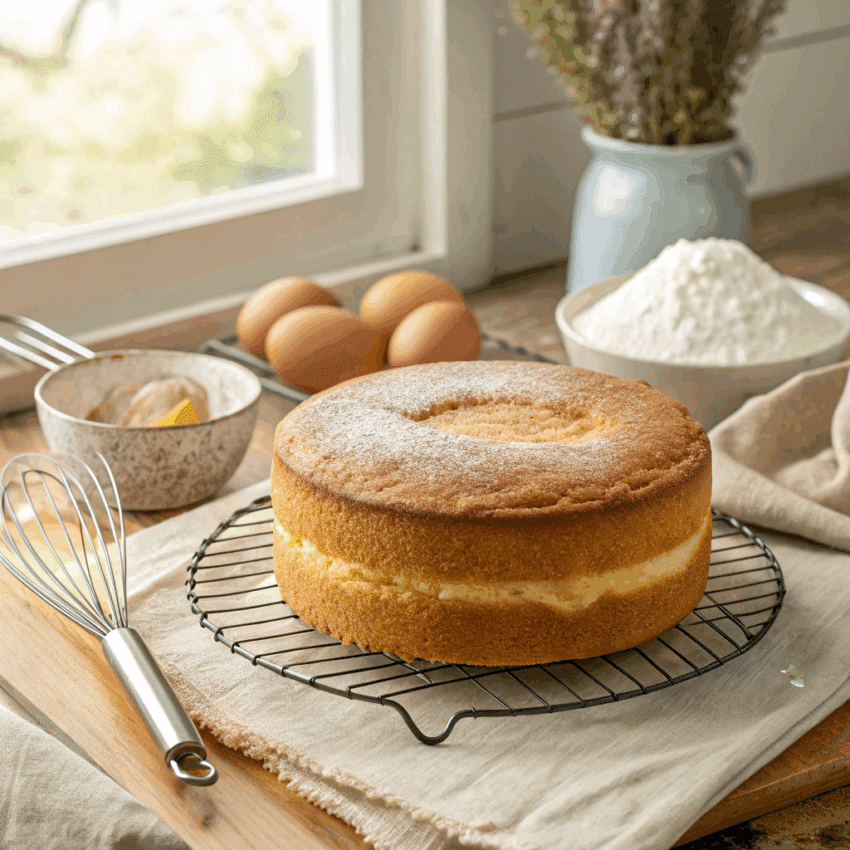 freshly baked sponge cake