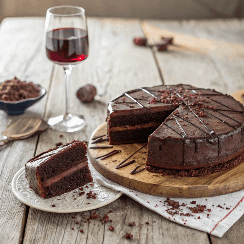 decadent port wine fudge cake