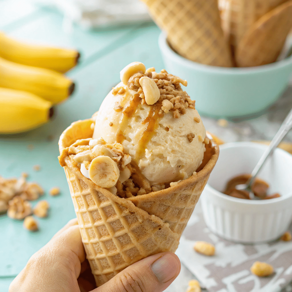 vegan ice cream in a waffle cone