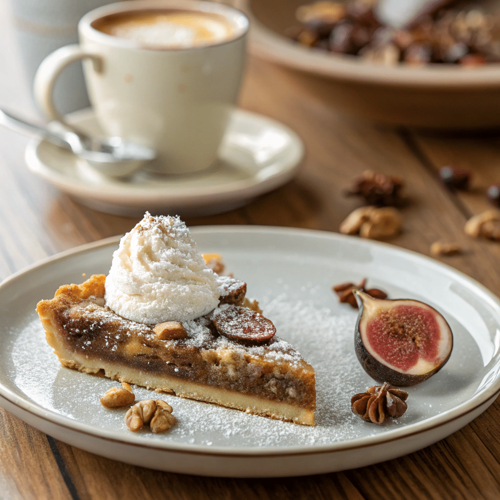 slice of fig and walnut tart