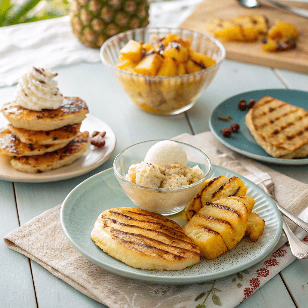 grilled pineapple served
