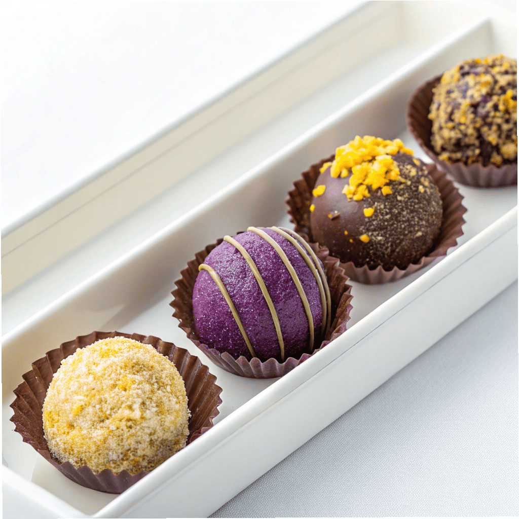 tray with four types of truffles