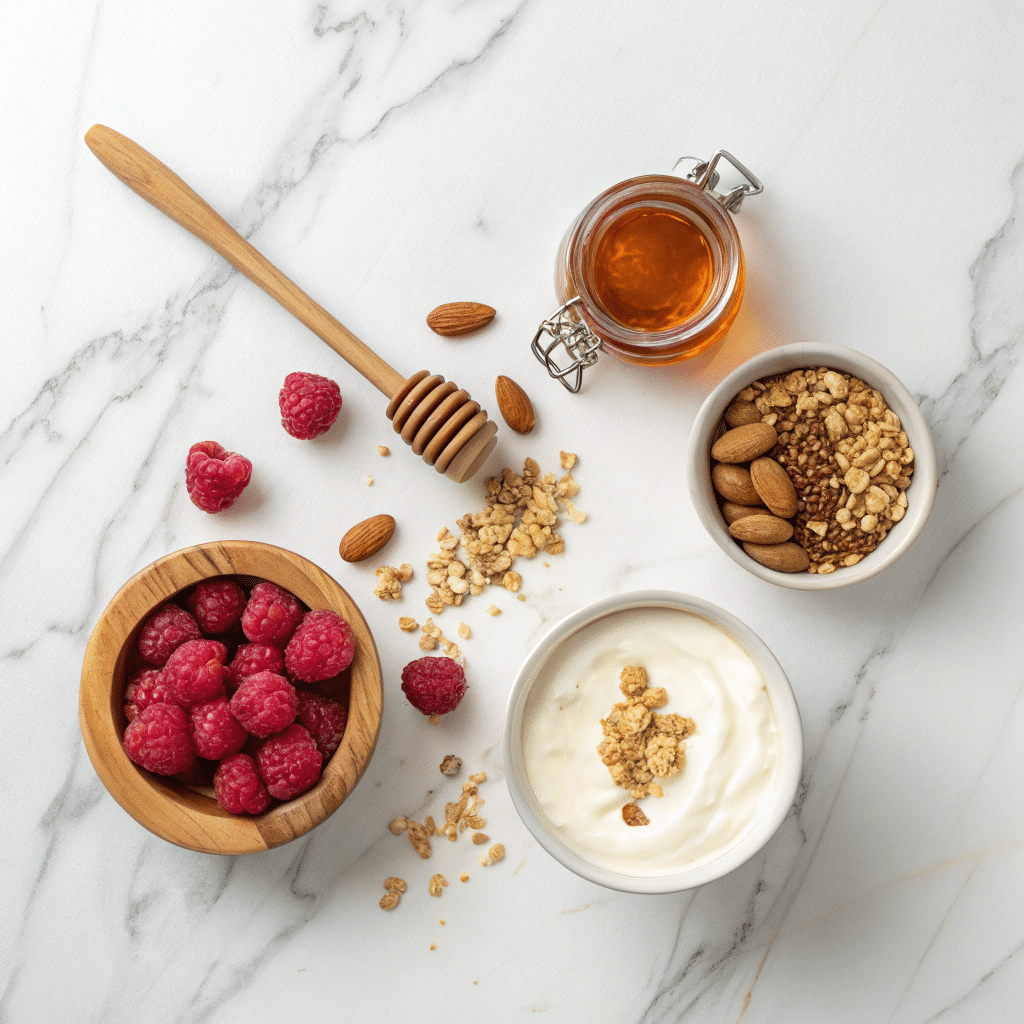 ingredients on a white marble countertop