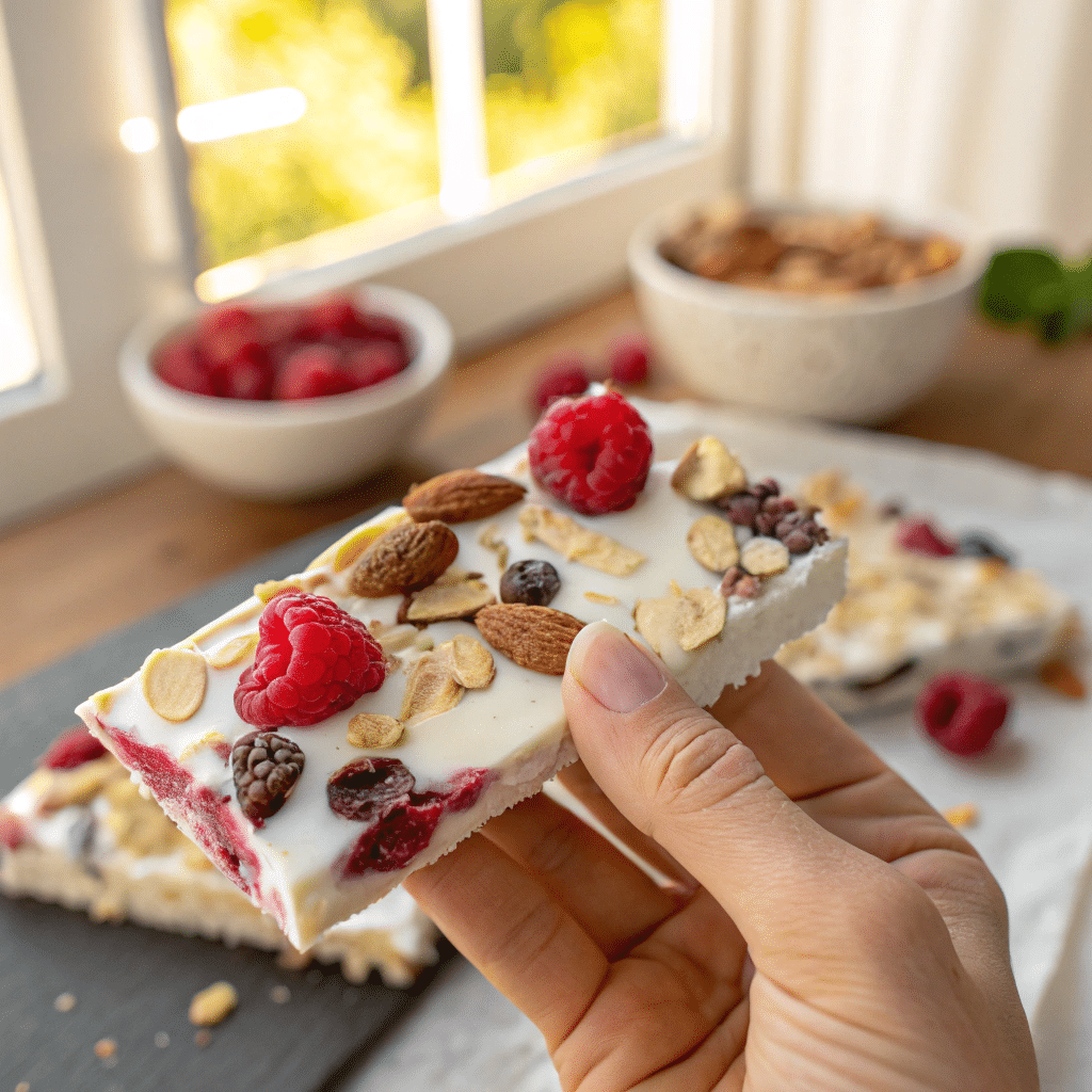 piece of frozen yogurt bark