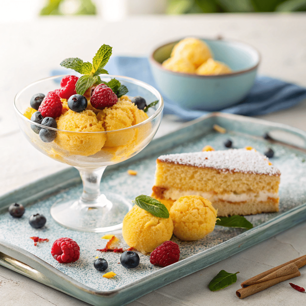 mango sorbet scoops