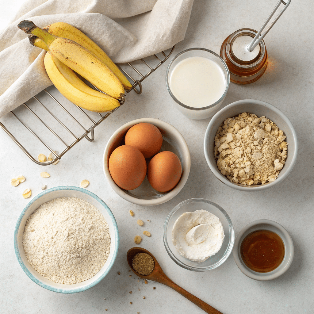 ingredients for banana protein pancakes