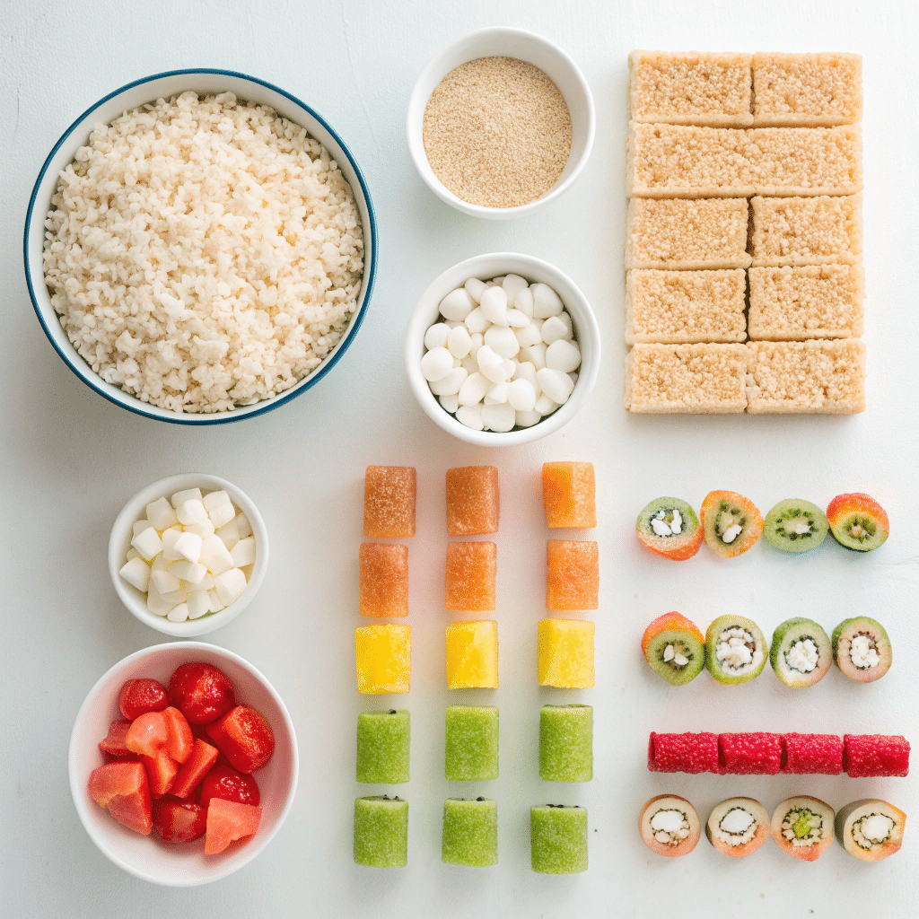 ingredients for candy sushi rolls