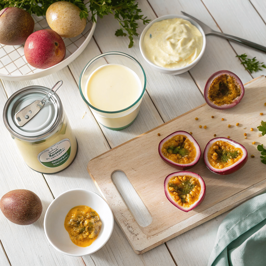 ingredients for passion fruit mousse