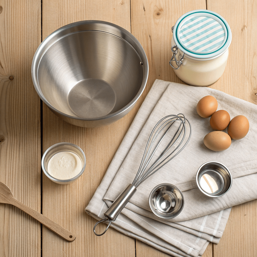 baking tools on a wooden kitchen counter
