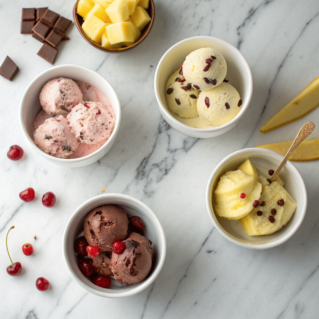 different cherry coconut ice cream variation