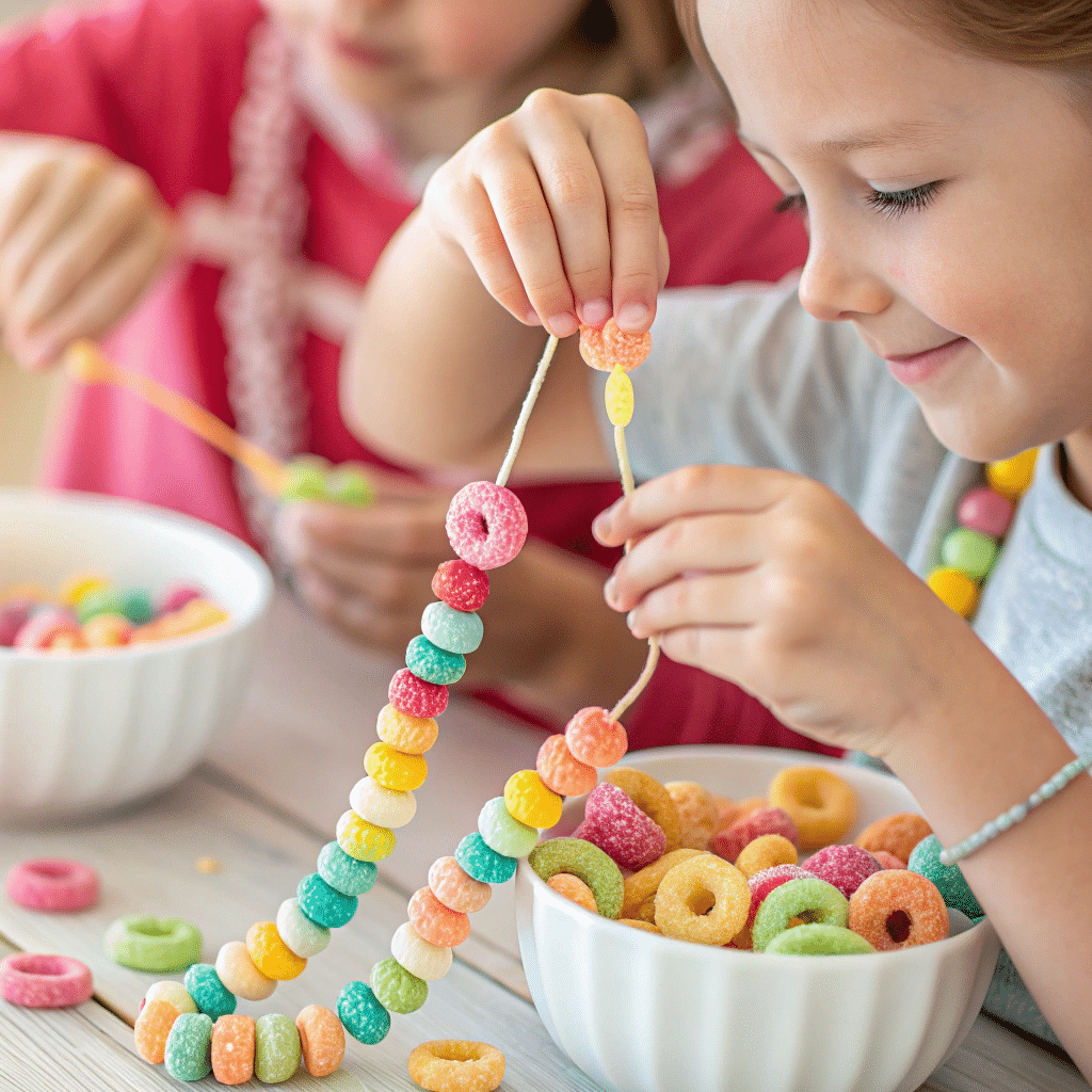 colorful candies like Froot Loops and gummy rings