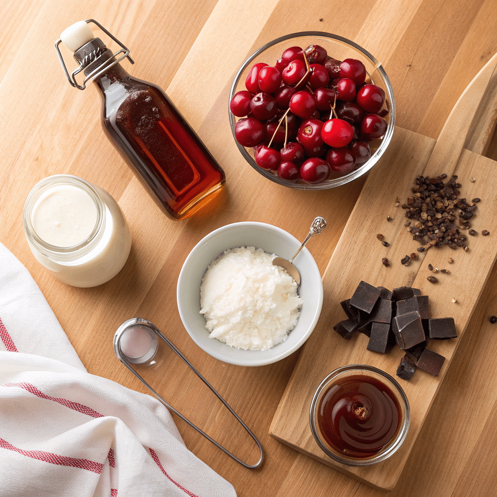 ingredients for cherry coconut ice cream