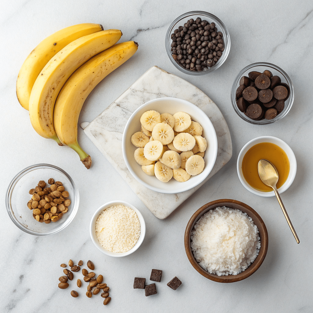ingredients for frozen chocolate banana slices