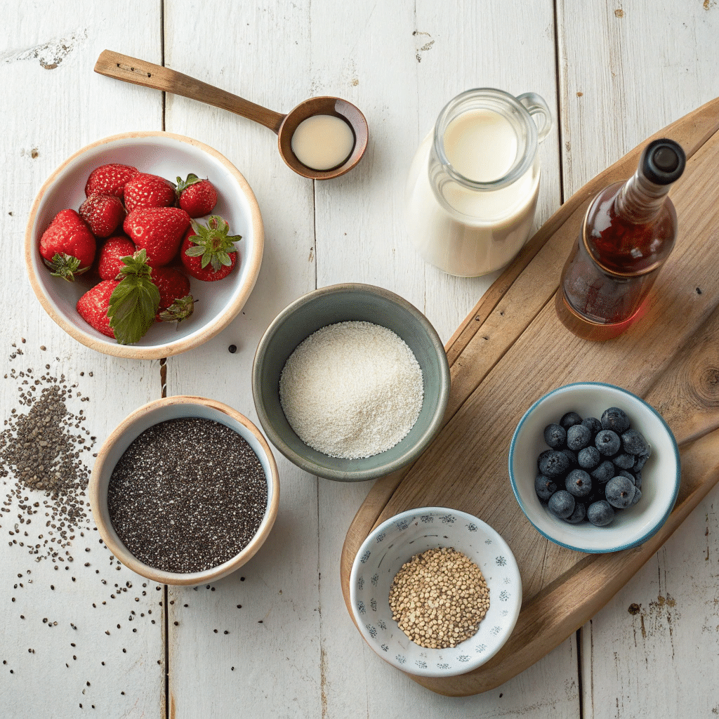 ingredients for high-protein chia pudding