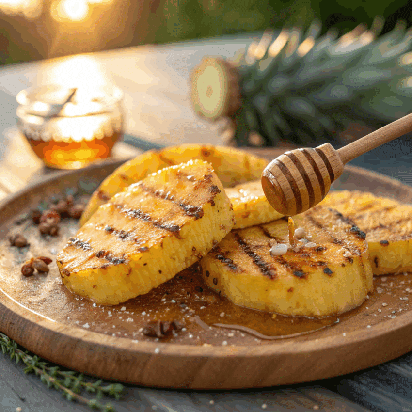 freshly grilled pineapple slices