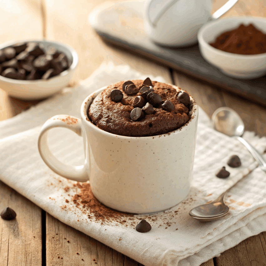 cooked vegan chocolate mug cake