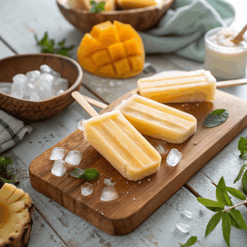 vegan mango lassi popsicles