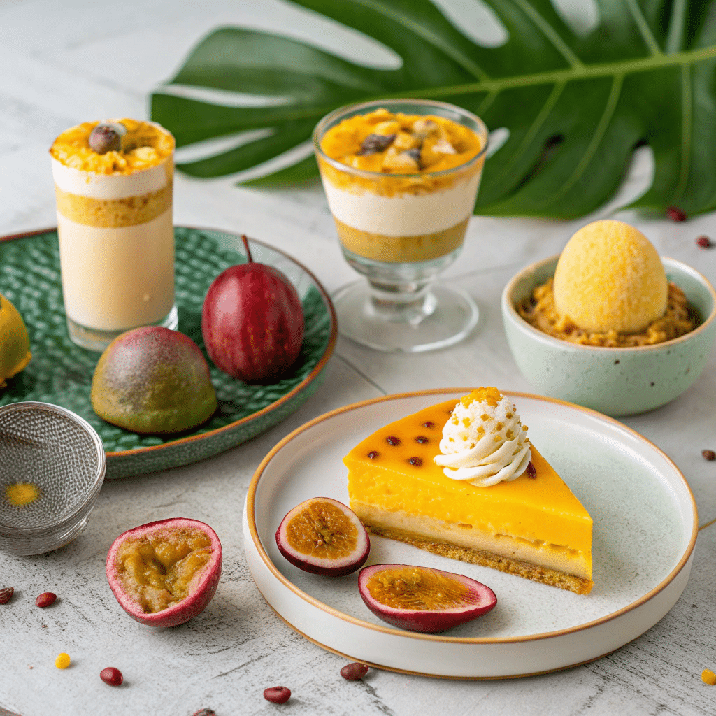 Variety of passion fruit desserts