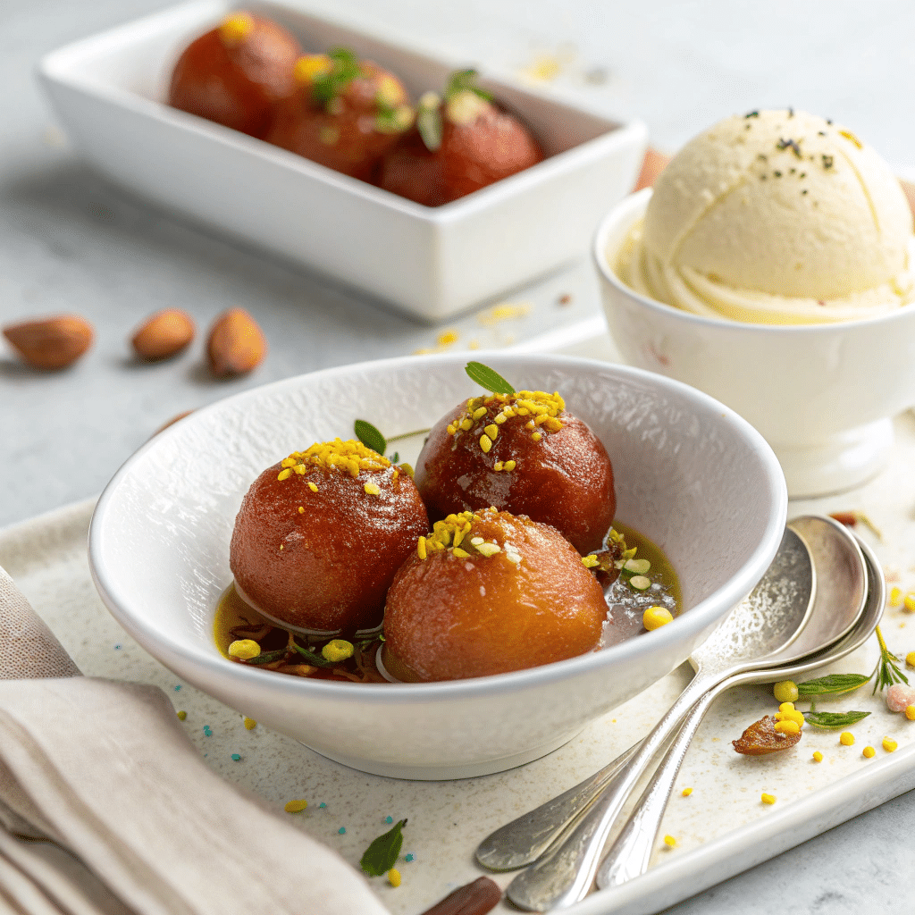 serving of gulab jamun