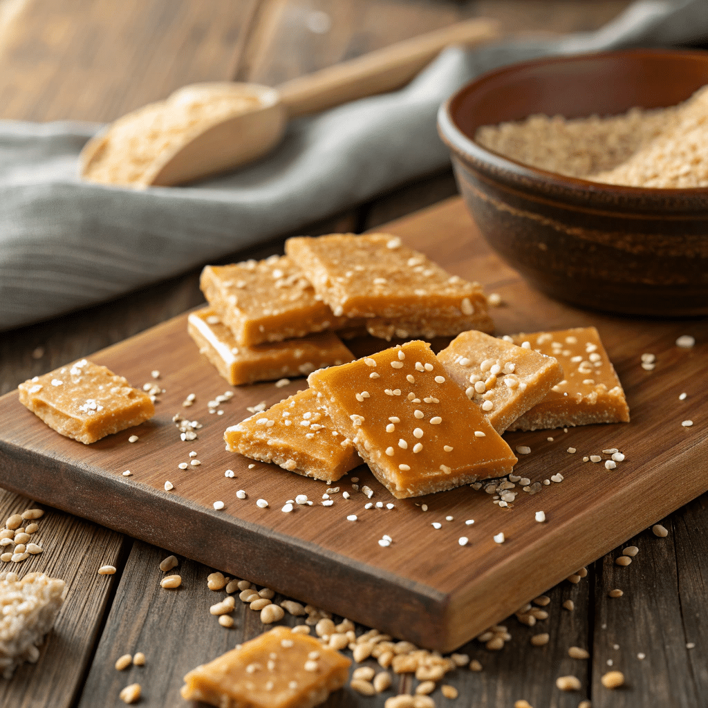 broken sesame seed brittle pieces