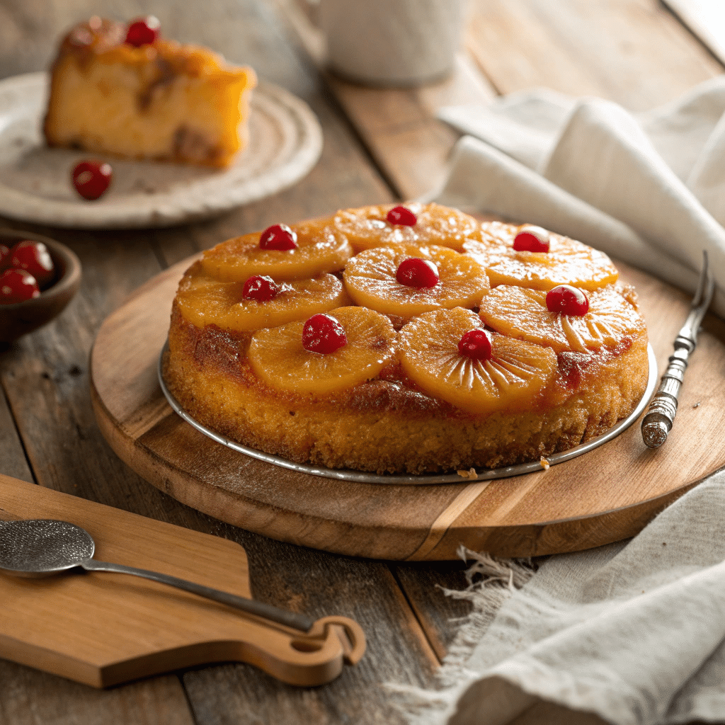 freshly baked pineapple upside down cake