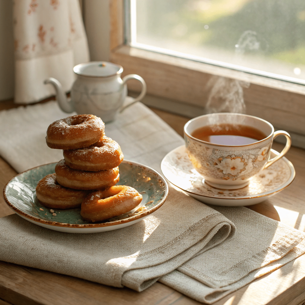 a ceramic plate stacked with shiny koeksisters