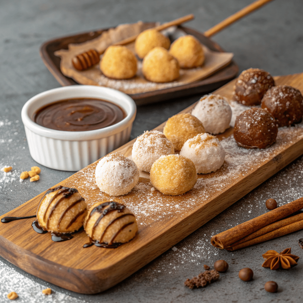 dessert spread with multiple serving styles of zalabya