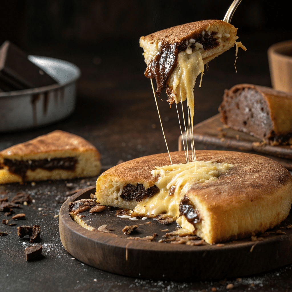 martabak manis being pulled apart by hand