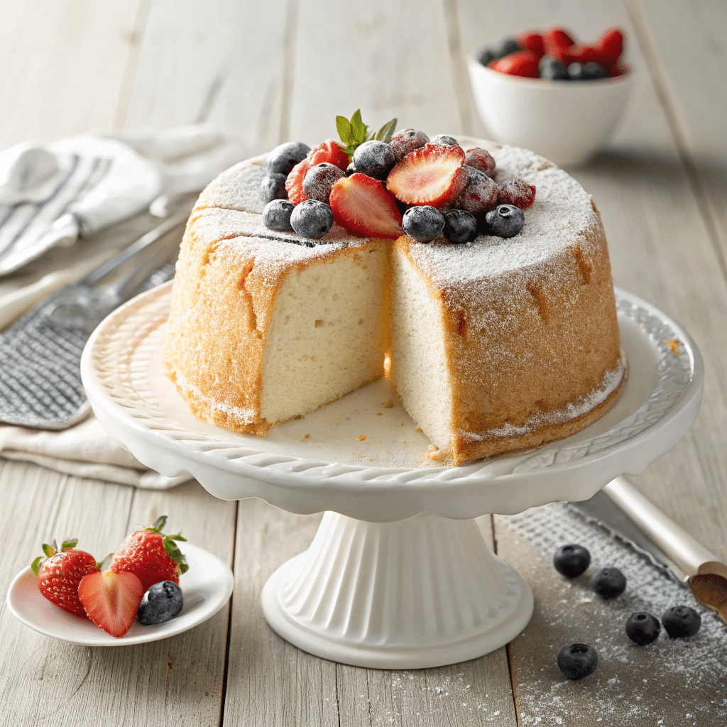 freshly baked angel food cake