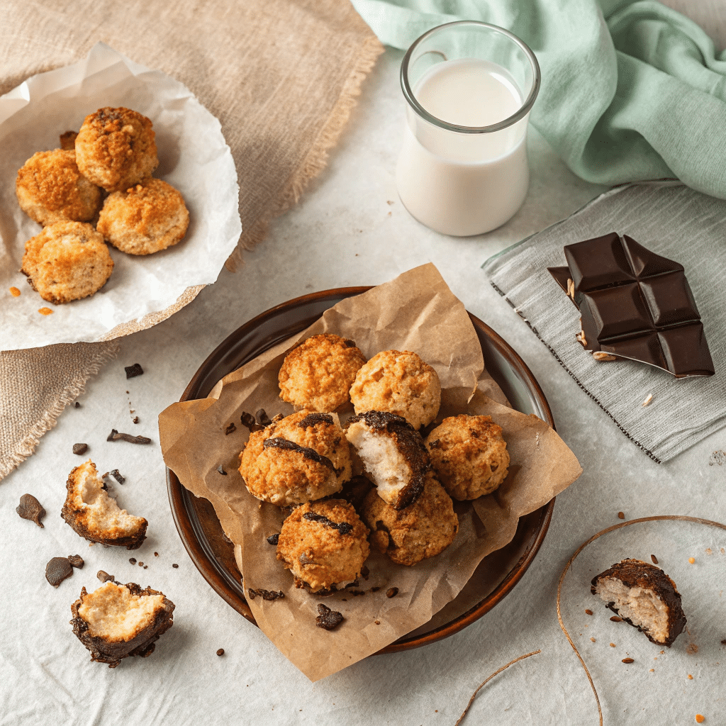 plate of golden-brown coconut macaroons