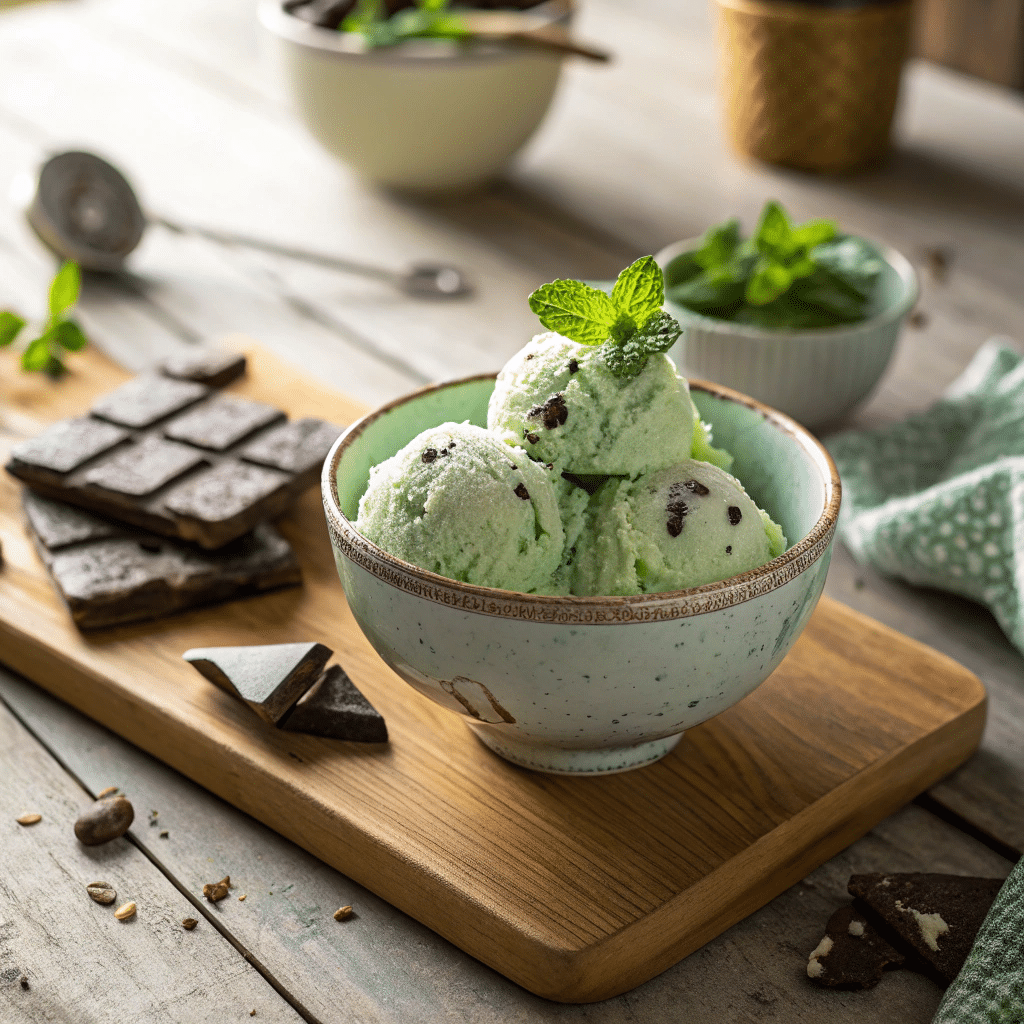 creamy mint chocolate gelato