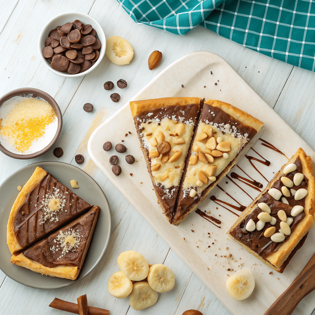 three different martabak manis variations side by side
