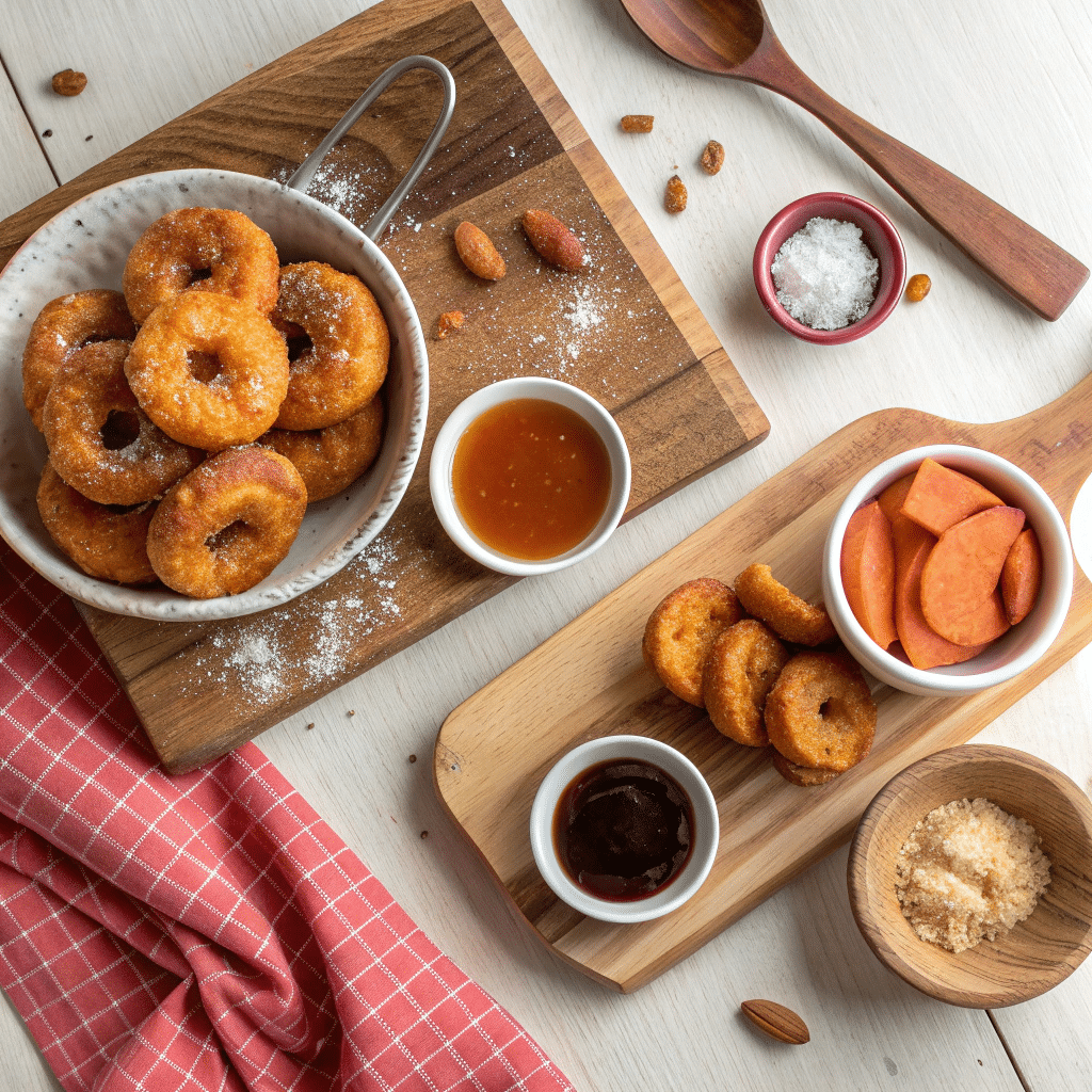 picarones with small bowls of possible variations