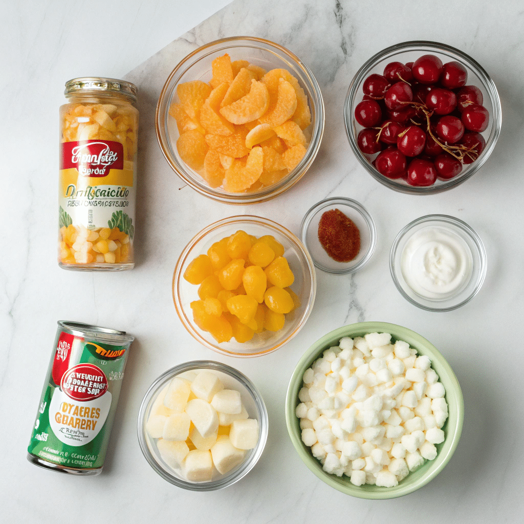 ingredients arranged neatly on a marble kitchen counter