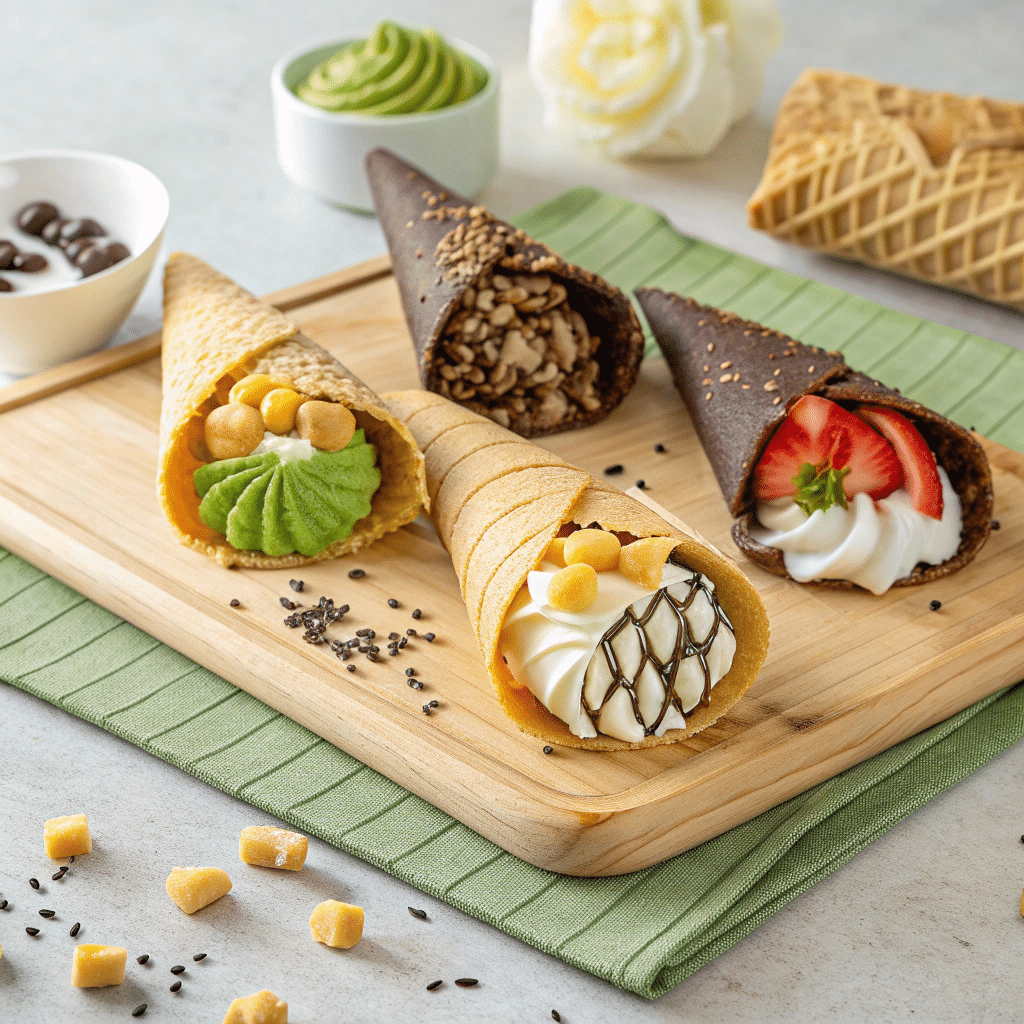 Four different versions of Chinese egg waffles