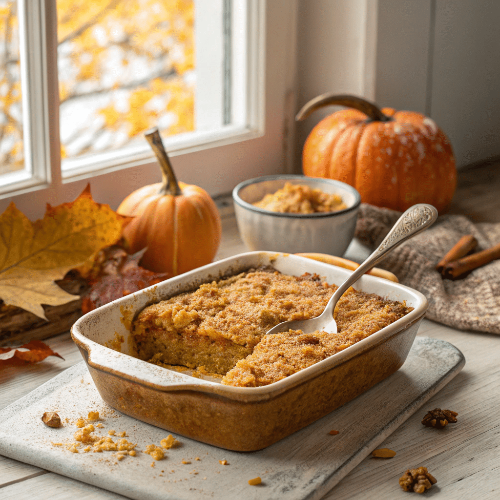 Golden pumpkin dump cake