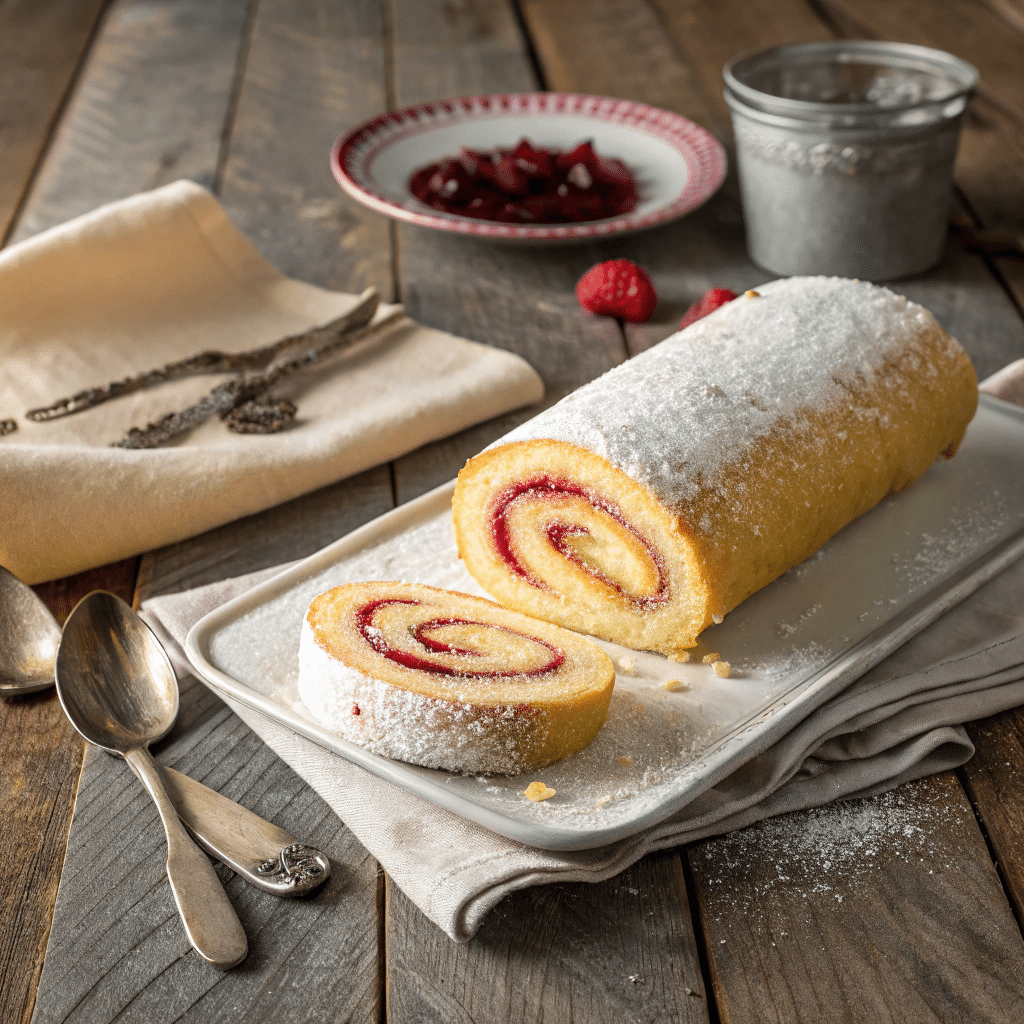 freshly made jelly roll cake